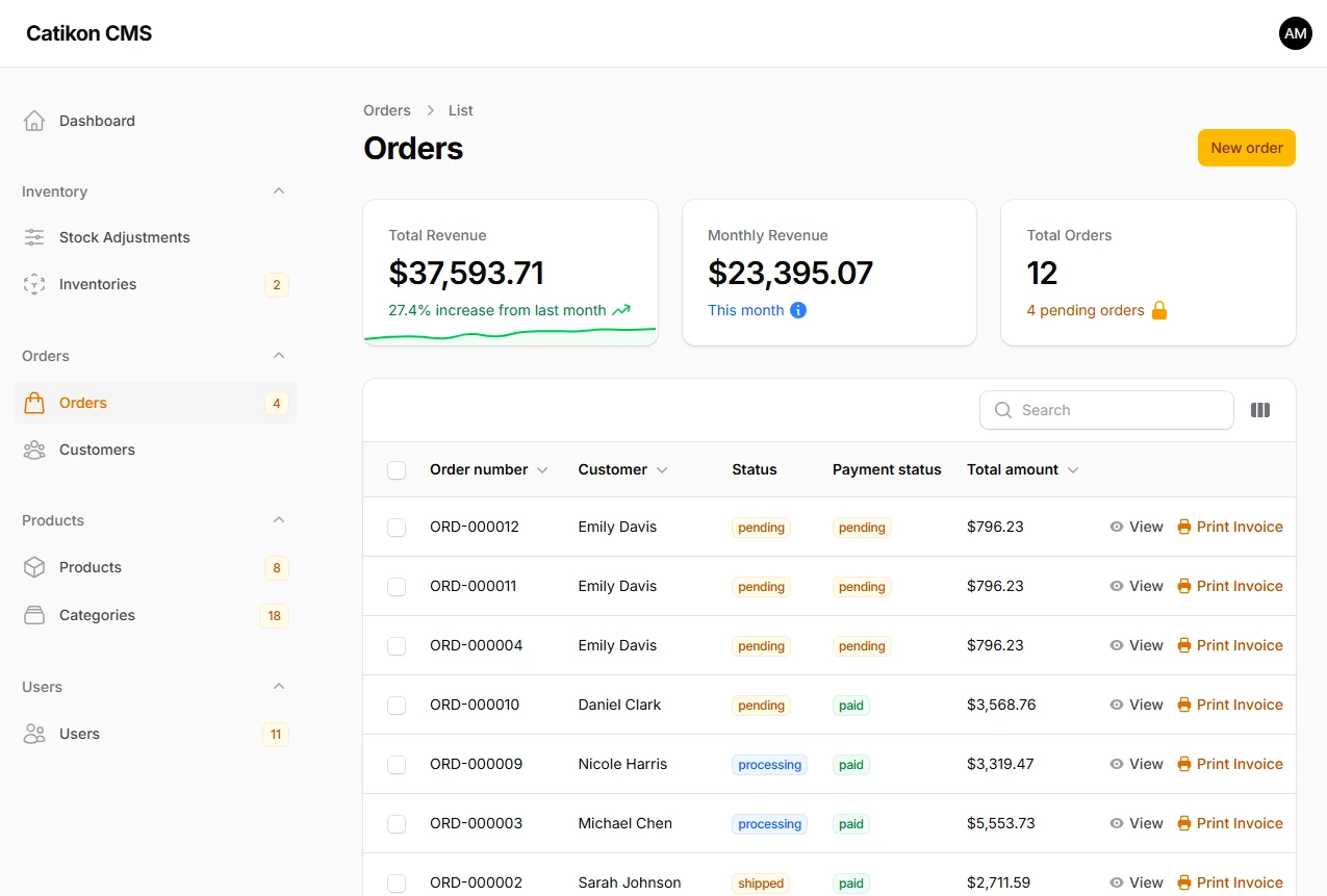 Laravel Filament Dashboard Mockup