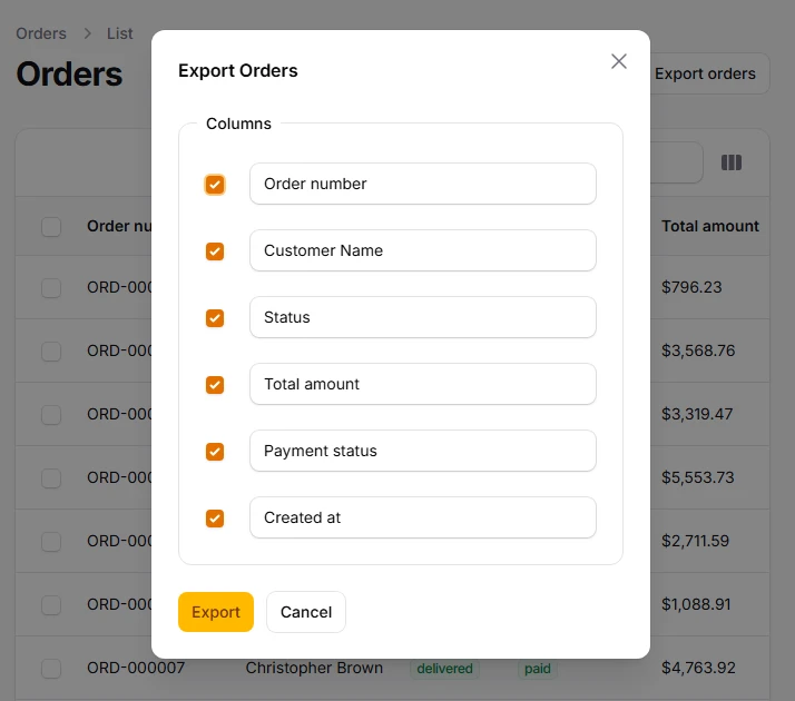 Export Actions
