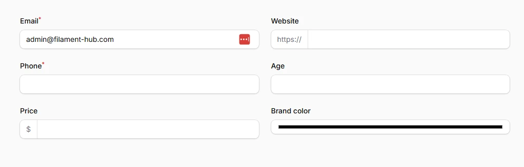 Input type variations