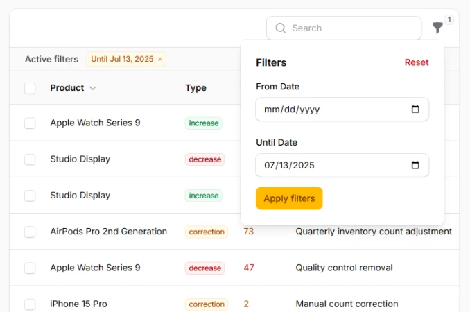 Filters & Search